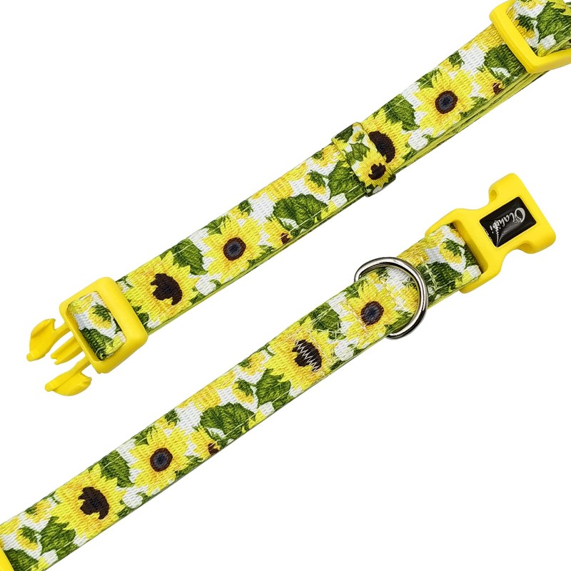 Olahibi Neoprene Padded Dog Collar, Soft and Comfortable, Floral Pattern,