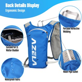 Sahunfri Running Hydration Vest with Reflective Design, Lightweight Running Backpack with Adjust Chest Straps, Functional Running Vest Women Men for Outdoor Climbing Hiking Cycling Biking (Blue)