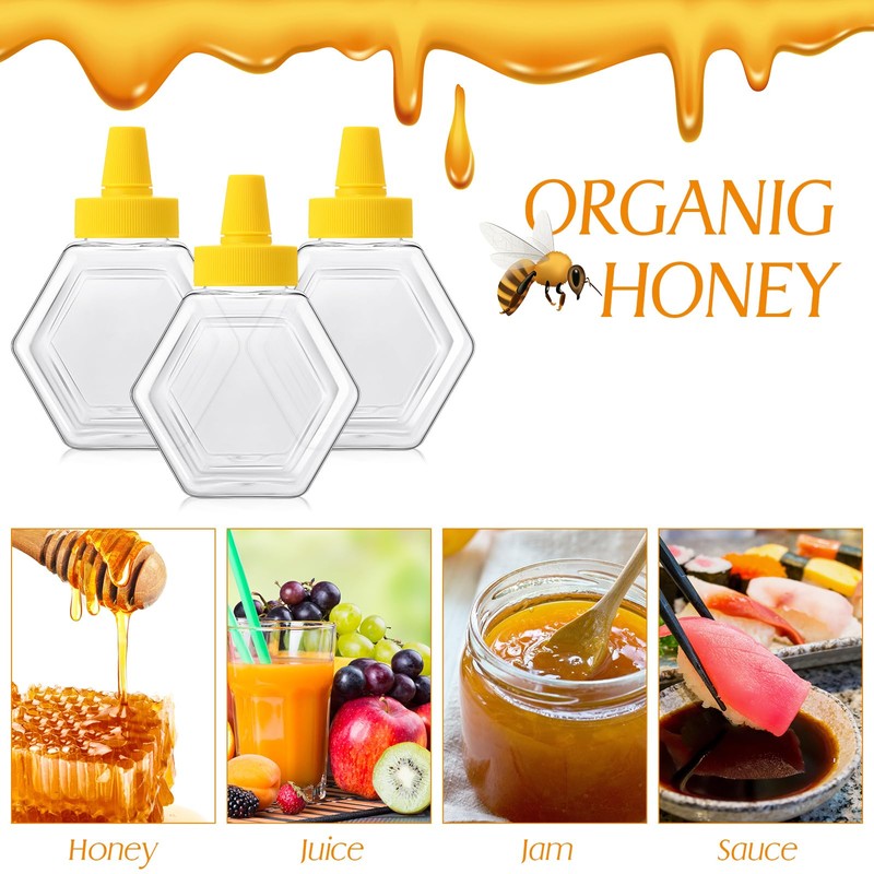 Ziliny 32 Pcs Honey Squeeze Bottle Plastic Empty Beehive Bottle