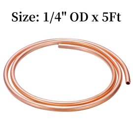 BELLA BAYS Copper Tubing 1/2" OD x 0.444" ID x 5Ft, 99.9% C12200 ASTM B280 Refrigeration ACR Tubing Seamless Soft Coil Round T2 Pure Copper Tube for HVAC System, Refrigerators, Industry, DIY