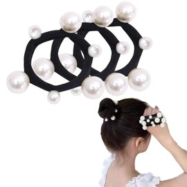 Coollooda Hair Rubber Pearl Stylish Set of 3 Black Hair Accessories Hair Arrangement Hair Rubber Black