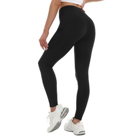 Alaroo Fleece Lined Leggings Women Thermal Tights Winter Clothes High Waisted Tummy Control Workout Yoga Pants Black with Pockets 2XL