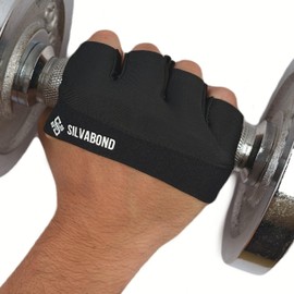 SILVABOND Training Gloves, Gym Gloves, Muscle Training Gloves, Anti-slip, Finger Free, Weight Training, Pull Ups, Cycling, Road Bike (XL, Black)