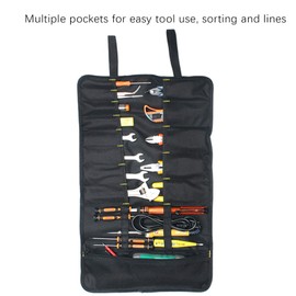 Tool Roll Organizer Bag, Multi Pockets Hand Roll Up Tool Tote, Portable Roll Up Tool Bag Roll Tool Pouch, Foldable Wrench Organizer & Tool Pouch Tool Roll Bag for Tool Storage(black)