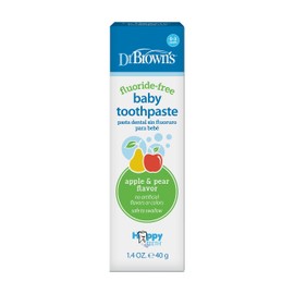 Dr. Brown's Fluoride-Free Baby Toothpaste, Safe to Swallow, Apple Pear, 1-Pack, 1.4oz/40g, 0-3 years