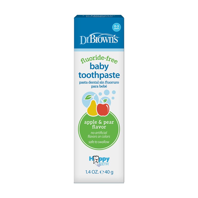 Dr. Brown's Fluoride-Free Baby Toothpaste, Safe to Swallow, Apple Pear,
