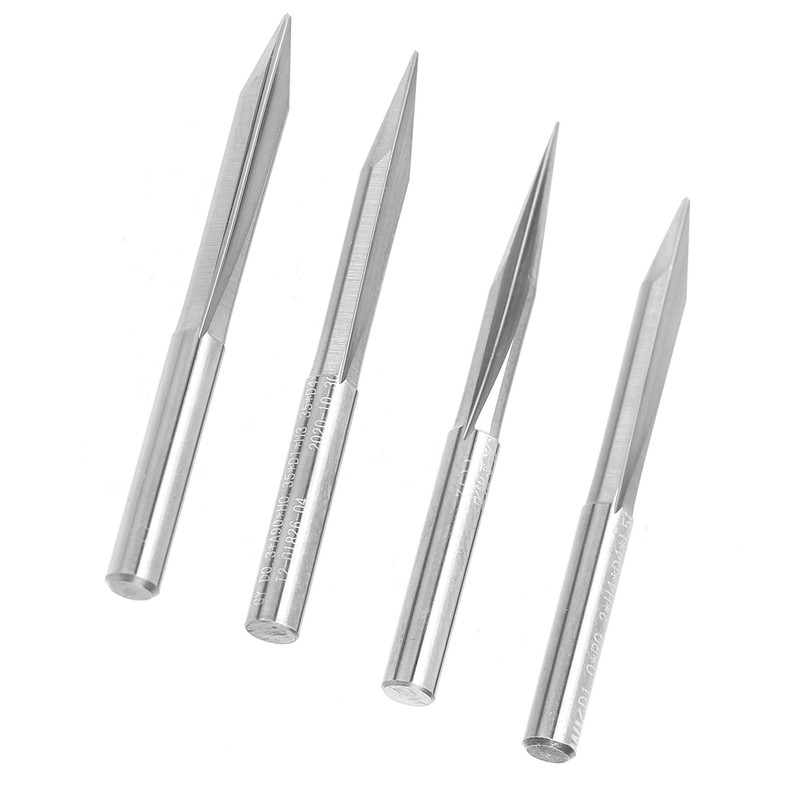 4Pcs VShaped Carving Cutter 2Edged Engraving Bit 4x0.4x15°/4x0.4x20°/4x0.4x25°/4x0.4x30°