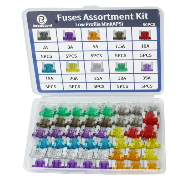Auto Car Blade Fuses Assortment Kit – 50Pcs Low Profile