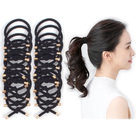 Bianhuan Hair Elastics, Ribbon, Black, Hair Bands, Elastic Hair Bands, Plenty of Volume, Simple, for Adults, Stylish, Hair Accessories, Elegant, Tidy, Set of 20
