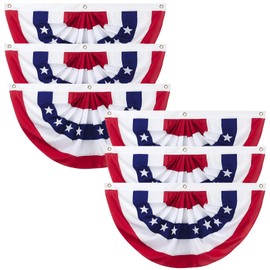 American Bunting Flags Outdoor - 1.5x3 Ft USA Patriotic Pleated Half Fan Banner Flag for Outside 4th of July Porch Decorations 6 pack