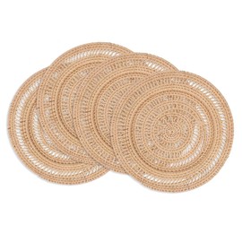 Fennco Styles Rustic Rattan Decorative Charger Plates 13" Round, Set of 4 - Natural Handwoven Charger Plates for Banquets, Family Dinners, Special Events and Home Décor