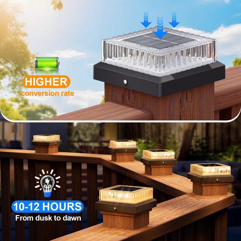 VOLISUN Solar Fence Post Cap Lights, 4x4 Solar Post Cap
