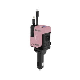 4-in-1 retractable fast car charger with voltage monitor, suitable for iPhone and Type-C, dual USB ports, charge four devices at the same timeÔºåRetractable Fast Charging Car Charger:_Pink Mecha