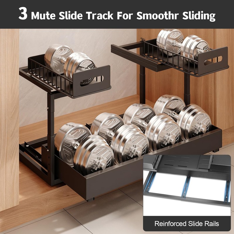 Buwico Expandable under cabinet organizer, 2-Tier under sink organizer with