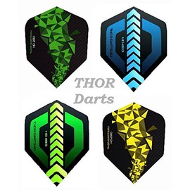THOR-DARTS 30 pieces (10 set) blue F1 extra strong darts flights HD-280 blue black 150 micron flys extra long durable standard shape ultra strong blue-black HD150 Plus (blue)