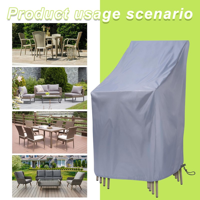 Outdoor Patio Stackable Chair Covers Waterproof 2PCS, Grey