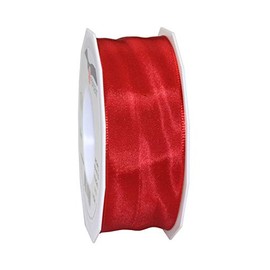 Präsent - Lyon Wired Taffeta Ribbon Scarlett 40 mm Width, 25 m Length