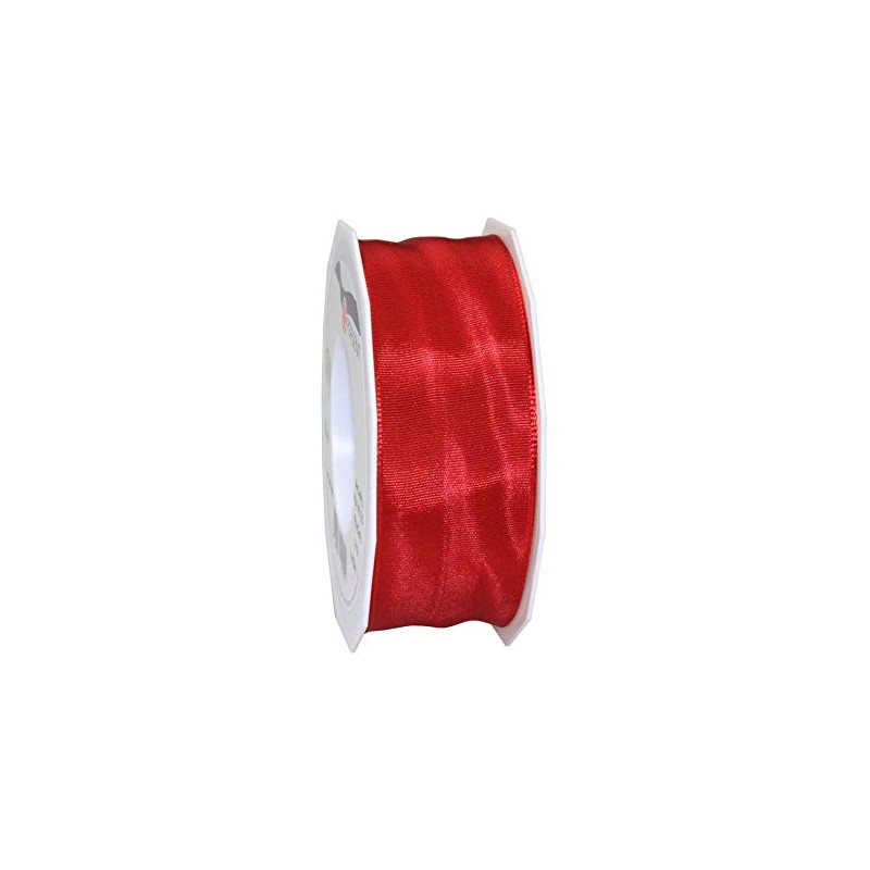 Präsent - Lyon Wired Taffeta Ribbon Scarlett 40 mm Width,