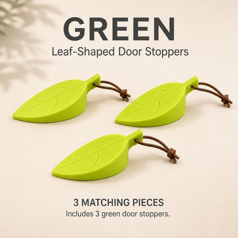 Door Stopper Wedges, 3 Pack, Leaf-Shaped Silicone Door Stops with