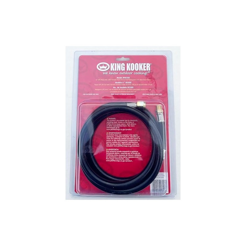 King Kooker 6’ LPG Hose with 3/8” Female Flare Swivel