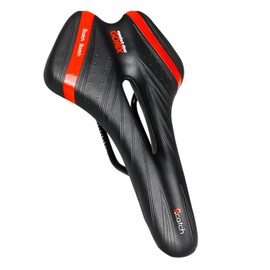 GORIX Bicycle Saddle Seat Comfortable Cushion with Rail Mountain Road Bicycle for Men and Women (A6-1) (Black × Red)