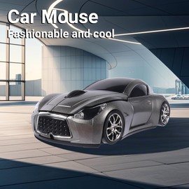 elec Space - mouse inalámbrico con forma de coche con faros LED, 2.4G único mouse de coche para niños con receptor USB, 1600 DPI lindo mouse para juegos para computadora portátil y computadora, color