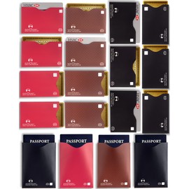 Alpine Rivers RFID Blocking Sleeves | 18 Pack - 14 Credit Card Holders (7 Top & 7 Side Load) + 4 Passport Protectors | Anti Theft RFID Protection | Colored for Easy Organization | Color Versatile
