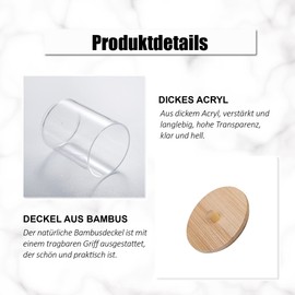 INCETUE Set of 3 Cotton Buds / Cotton Pads Storage Container with Bamboo Lid, Small Round Cotton Pad Dispenser, Acrylic Cosmetic Pads/Ear Sticks Dispenser, Make Up Organiser for Dressing Table