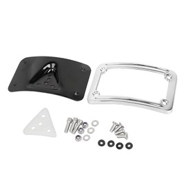 YDLMT Metal 3 Hole Curved Laydown License Plate Mount with Chrome Frame for Harley Sportster XL 883 1200 Electra Glide Dyna Wide Glide Low Rider FXDL (3148)