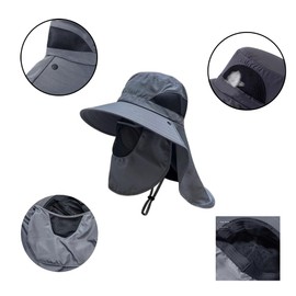 Outdoor Sun Hat with UPF 50+ Sun Protection and Neck Flap,Fishing Hat for Man and Women Grey
