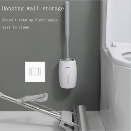 Modern Toilet Brush with Rounded Design, Wall-Mounted Toilet Brush with Soft and Durable bristles for Bathroom Cleaning, Wall-Mounted or Standing (White Grey)