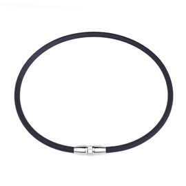 FUANNA Magnetic Necklace Ball Shaped Necklace Magnetic Titanium Necklace Design Magnetic Necklace Fashion Sports Business Unisex Necklace for Men (Silver + Black 17.7 inches (45 cm)