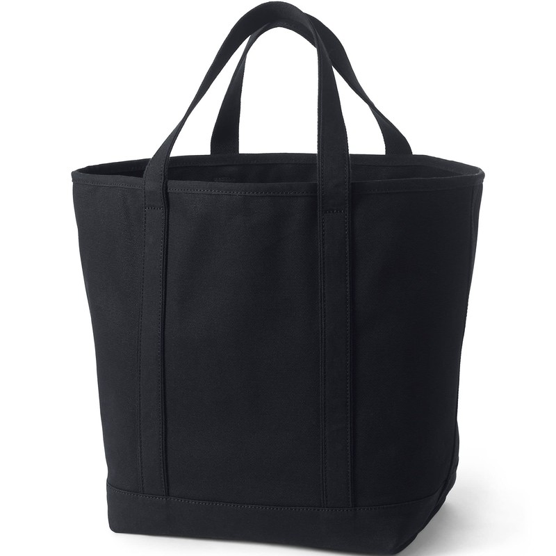 Lands' End Solid Open Top Canvas Tote Black/black X-Large