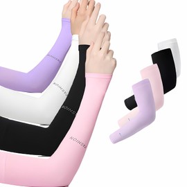 Manga Protectora para Brazo,4 Pares de Mangas de Brazo de Seda Helada,Alta Elasticidad Fresco y Transpirable Mangas de Brazo de Verano,para Andar en Bicicleta,Conducir,Pescar,Golf.