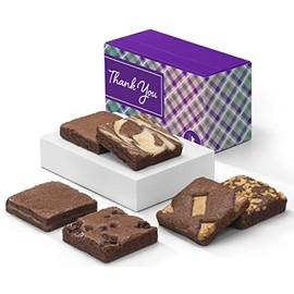 Fairytale Brownies Thank You Half-Dozen Individually Wrapped Gourmet Chocolate Food Gift Basket - 3 Inch Square Full-Size Brownies - 6 Pieces - Item HY160