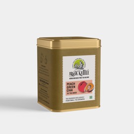 Iron Kettle Peach Green Tea | High Grown Green Tea bag blended with Safflower & natural Peach extract | Sourced exclusively from small tea growers with higher fine leaf count | 25 Tea bags