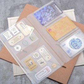 2 Pack Zipper Case and Kraft Card Holder Notebook Set for Refillable Travel Journals, Standard Size 8 x 8.66 Inch Travel Journal Accessories Kit for Refillable Notebooks and Organizers