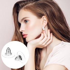 fKiZanthene 100 Pcs Clear Earring Backs, Anti Slip Safety Earring for Backs, Hoop, Stud, DIY Jewellery Replacement Parts for Women, Secure Stoppers for Earrings