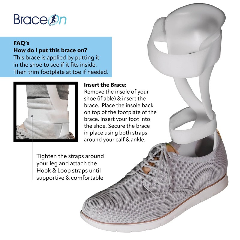 BraceOn AFO Swedish Drop Foot Stabilizer for Walking and Exercise,
