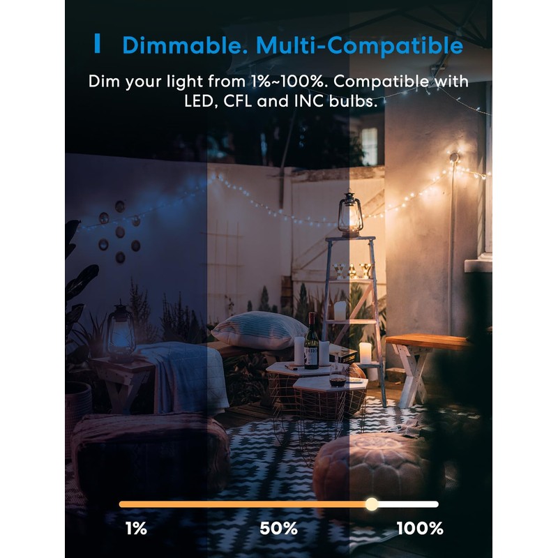 meross Outdoor Dimmer Plug, Smart Outdoor Plug Works with Apple