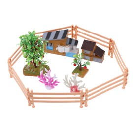 Operitacx 1 Set Farm Model Ornaments Miniature Plants Fencing Accessories Playset Farm Miniature Mini Trees Model Fruit Tree Model PVC Material Toy Farmhouse Model Farm Scene Model