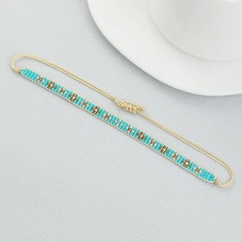 KELITCH Fairy Flower Strand Bracelets Bohemian Miyuki Beaded Bracelets Hand-Woven Bangle Bracelets For Women - Green 26A