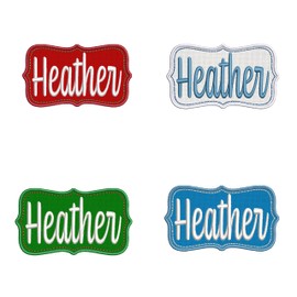 CUSTOM NAMES Stocking Name Tag Embroidered DIY Iron on Sew-on Decorative Patch Badge Emblem Appliques Christmas Holiday Season Series (7" W x 4" T, Large, Blue)