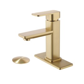 Weshi Bathroom Faucet, Modern Single Hole Bathroom Basin Faucets, Brass Lavatory Leak Free Basin Faucet Mixer with 1 Hole or 3 Hole Mount 6-Inch Deckplate Included (Brushed Gold)
