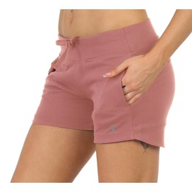 icyzone Women's Sweat Shorts Jogging Bottoms Sports Running Shorts with Pockets, antique pink