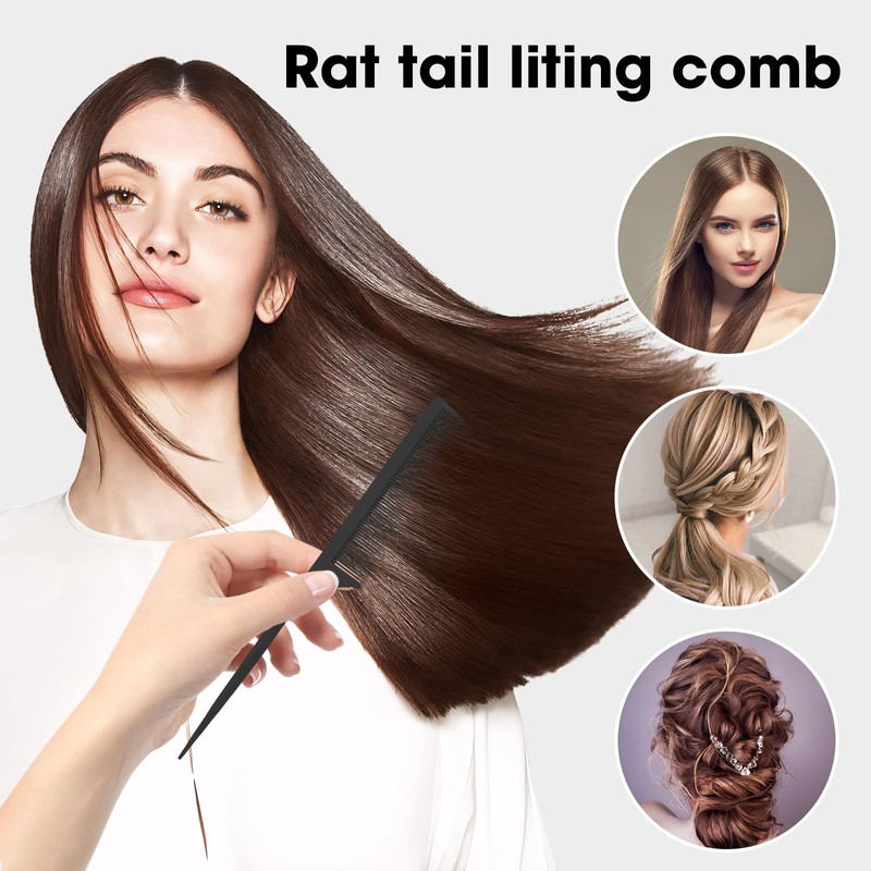 Rat Tail Comb Parting Comb：2Pcs Rat Tail Combs for Women，Fine
