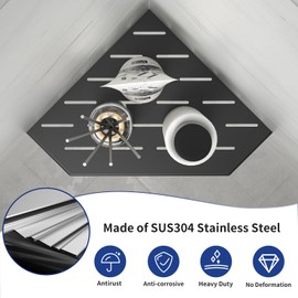 Bernkot 10'' Corner Bathroom Shelf, 304 Stainless Steel Pentagonal Recessed Shelf, Grout in Shower Shelf for Tiled Wall