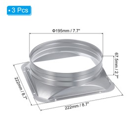 PATIKIL 8 Inch Duct Connector Flange, 2 Pcs Metal Straight Pipe Flange Square to Round Interface Air Duct for Heating Cooling Ventilation HVAC System