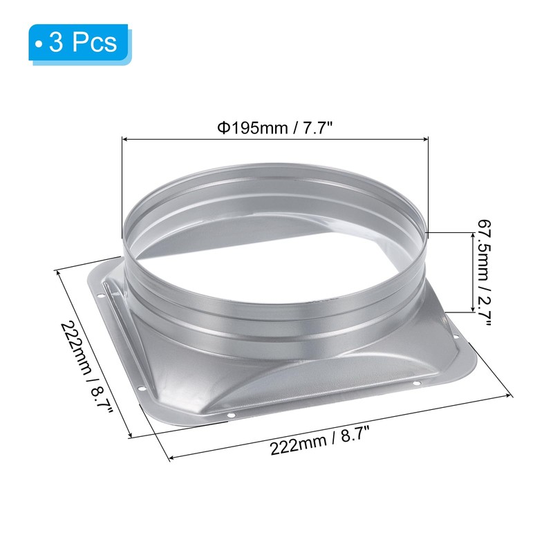 PATIKIL 8 Inch Duct Connector Flange, 2 Pcs Metal Straight