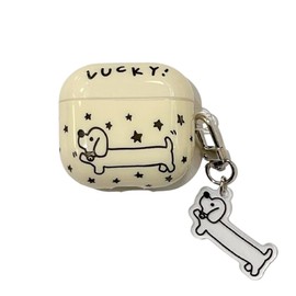 GUAYQAT Case for Airpods 4,Cute Cartoon Pattern Design Headphone Protective Cover for Air pods 4th Gen,Ear Buds Shell for Girls Women (Dachshund)